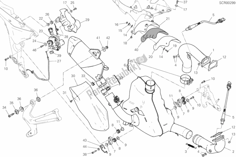 Tutte le parti per il Impianto Di Scarico del Ducati Multistrada 950 S SW USA 2020